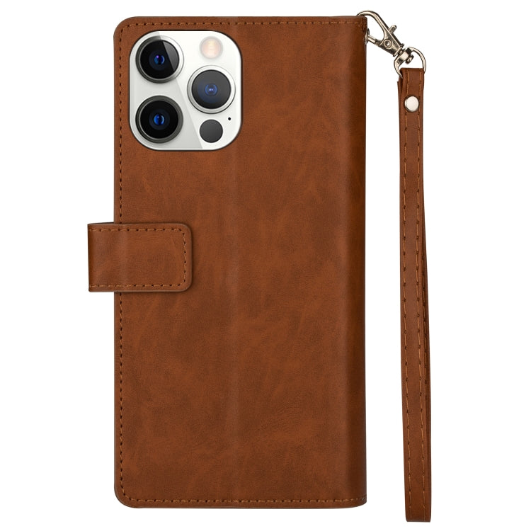For iPhone 14 Pro Multifunctional Zipper Horizontal Flip Leather Case