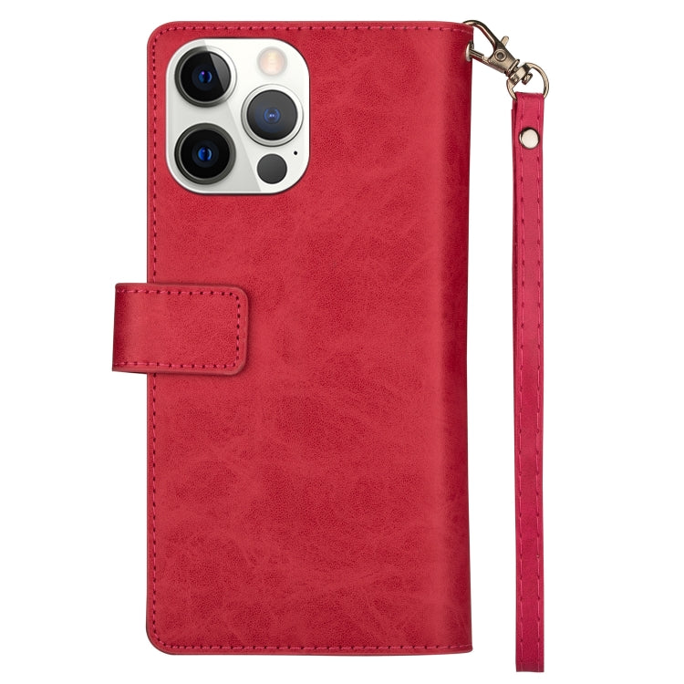 For iPhone 14 Pro Multifunctional Zipper Horizontal Flip Leather Case