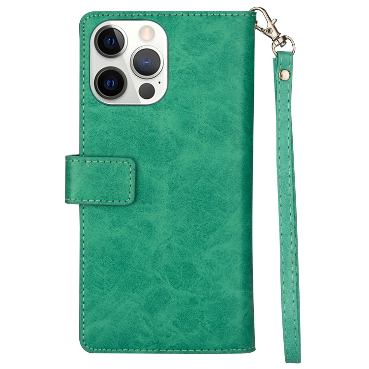 For iPhone 14 Pro Max Multifunctional Zipper Horizontal Flip Leather Case