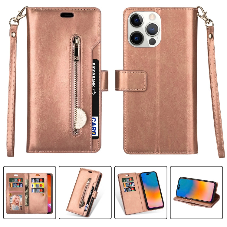 For iPhone 14 Pro Max Multifunctional Zipper Horizontal Flip Leather Case