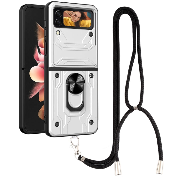For Samsung Galaxy Z Flip4 Lanyard Slide Camshield Card Phone Case