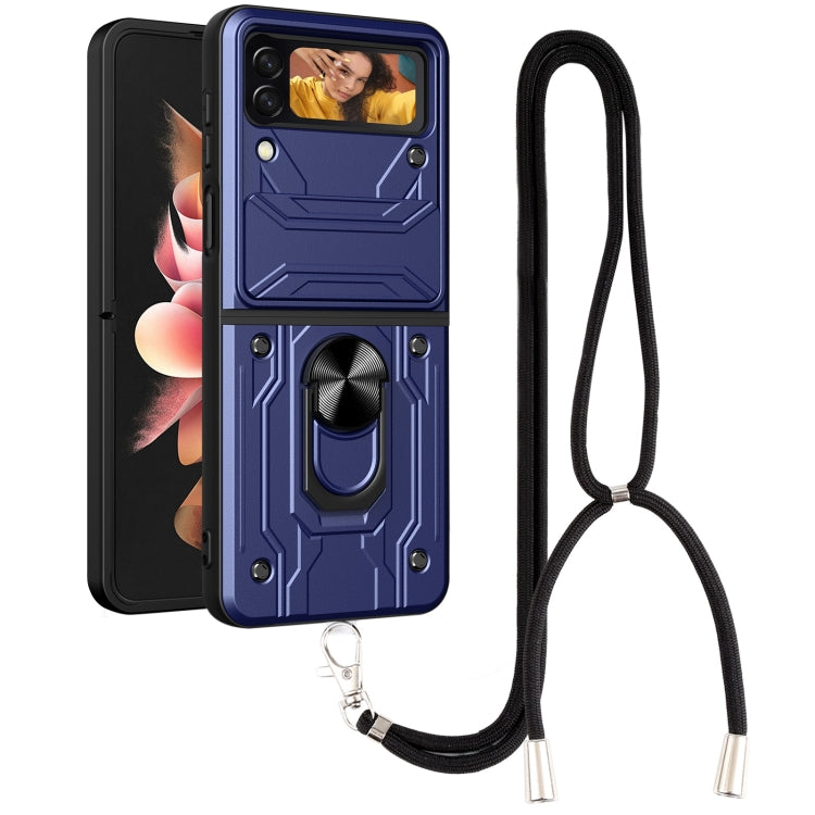 For Samsung Galaxy Z Flip4 Lanyard Slide Camshield Card Phone Case