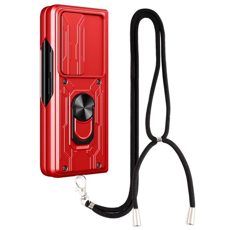 For Samsung Galaxy Z Fold4 Lanyard Slide Camshield Card Phone Case