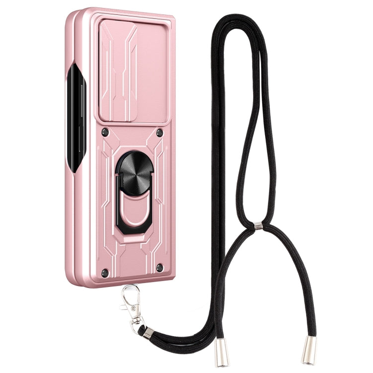 For Samsung Galaxy Z Fold4 Lanyard Slide Camshield Card Phone Case