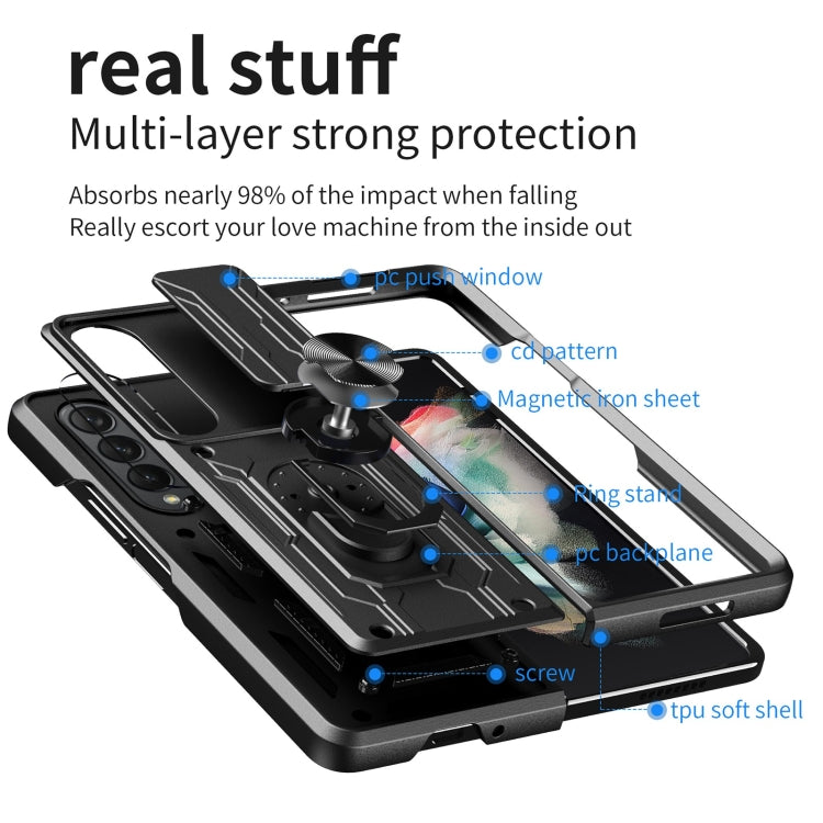 For Samsung Galaxy Z Fold4 Lanyard Slide Camshield Card Phone Case