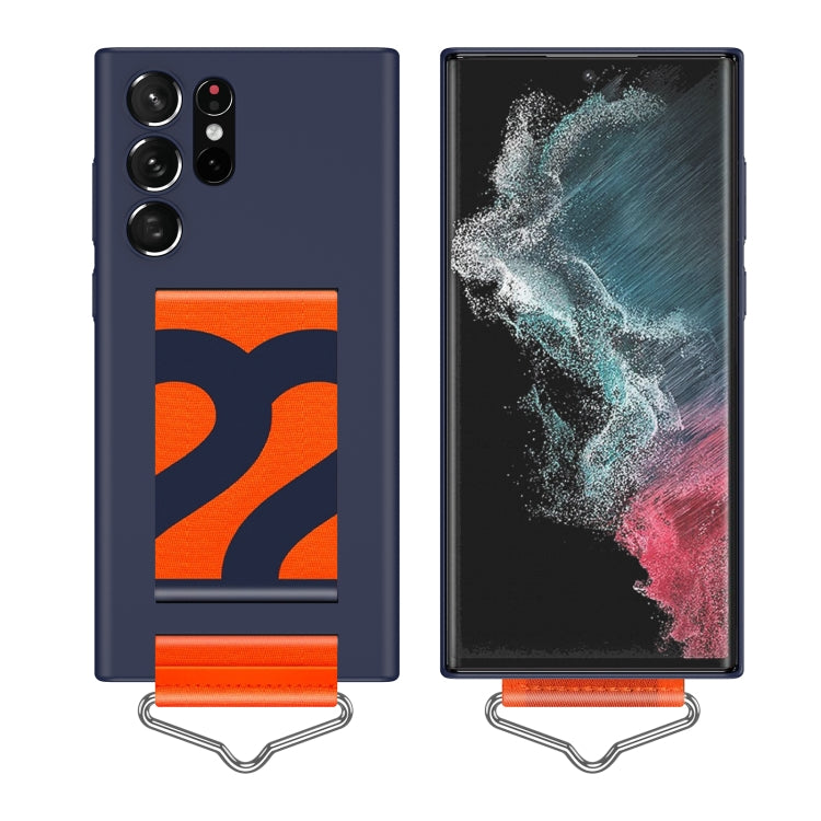 For Samsung Galaxy S22 Ultra 5G Slim Wrist Strap Bracket PC Phone Case