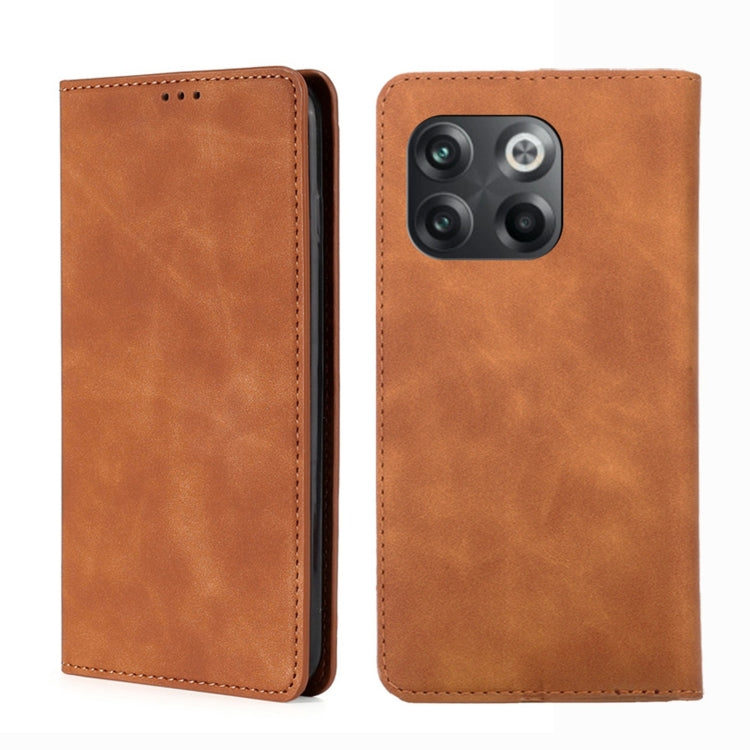 For OnePlus 10T Skin Feel Magnetic Horizontal Flip Leather Phone Case