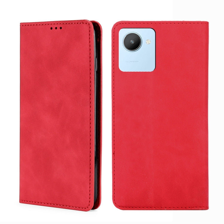 For Realme C30 4G/Narzo 50i Prime Skin Feel Magnetic Horizontal Flip Leather Phone Case