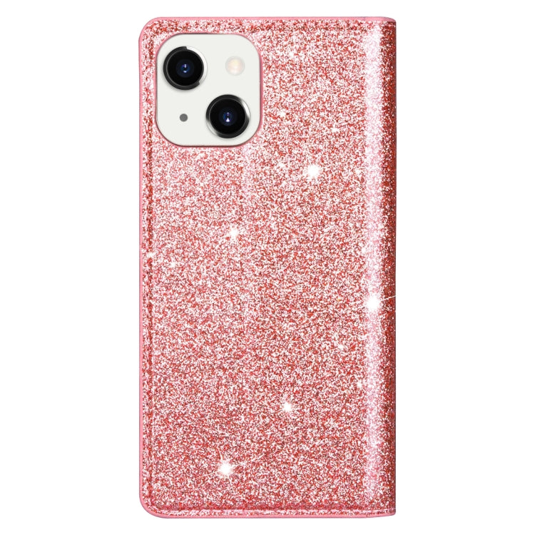 For iPhone 14 Ultrathin Glitter Magnetic Leather Case