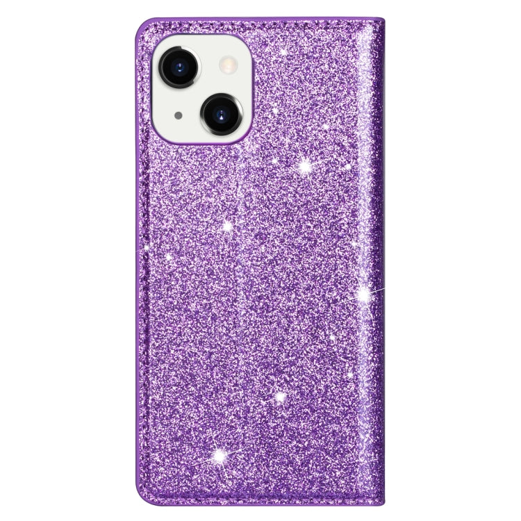 For iPhone 14 Ultrathin Glitter Magnetic Leather Case