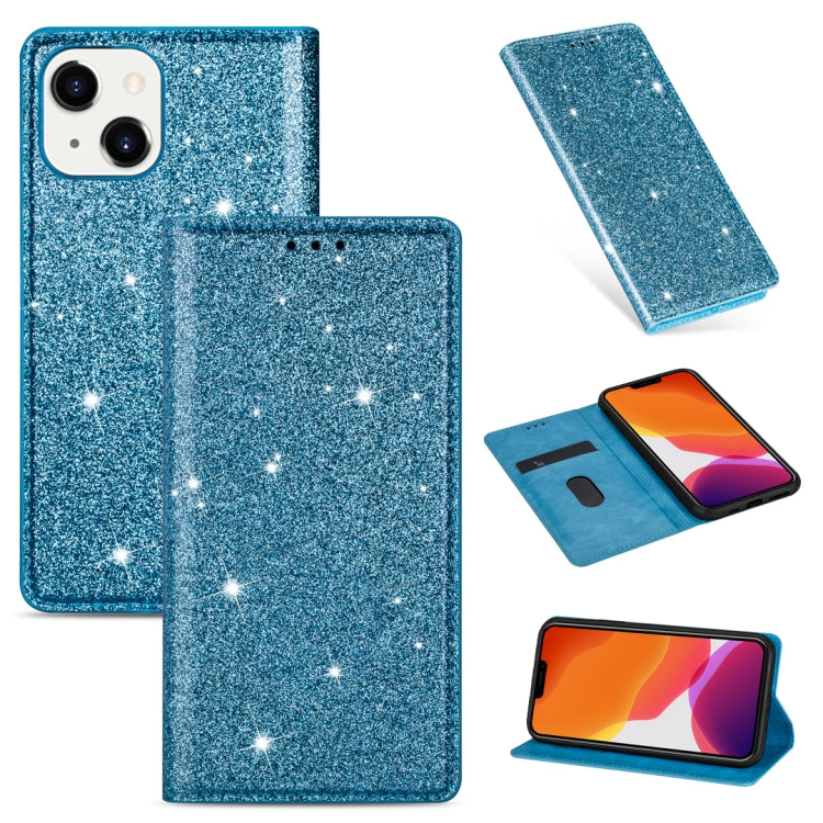 For iPhone 14 Ultrathin Glitter Magnetic Leather Case Max