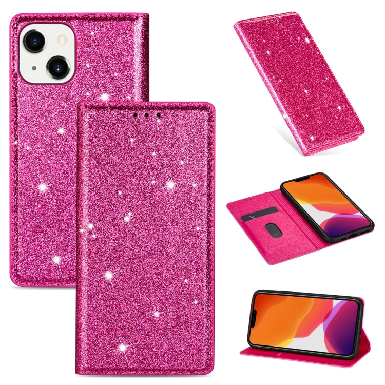 For iPhone 14 Ultrathin Glitter Magnetic Leather Case Max