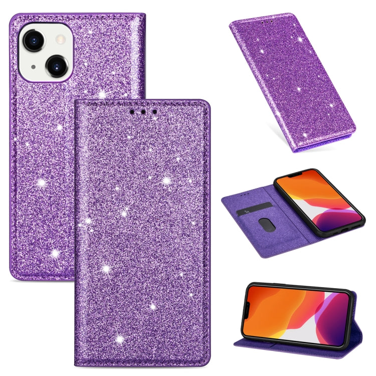 For iPhone 14 Ultrathin Glitter Magnetic Leather Case Max