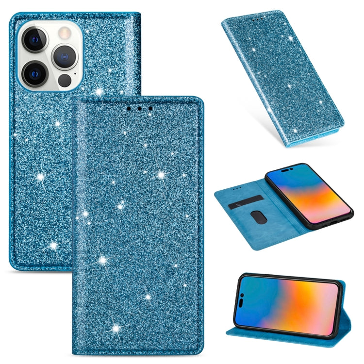 For iPhone 14 Pro Ultrathin Glitter Magnetic Leather Case