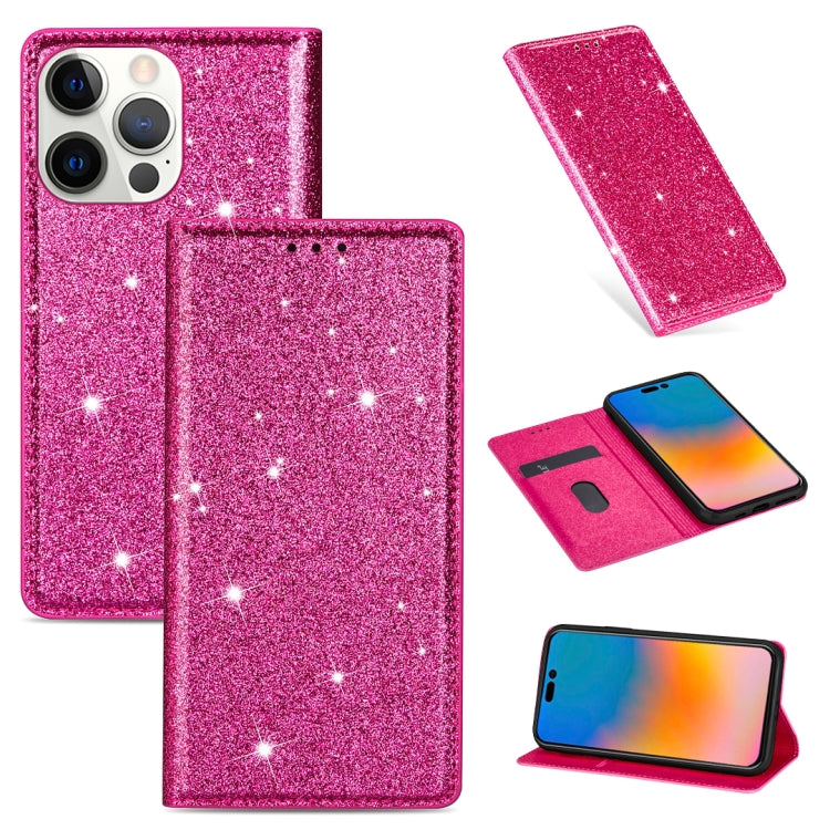 For iPhone 14 Pro Ultrathin Glitter Magnetic Leather Case