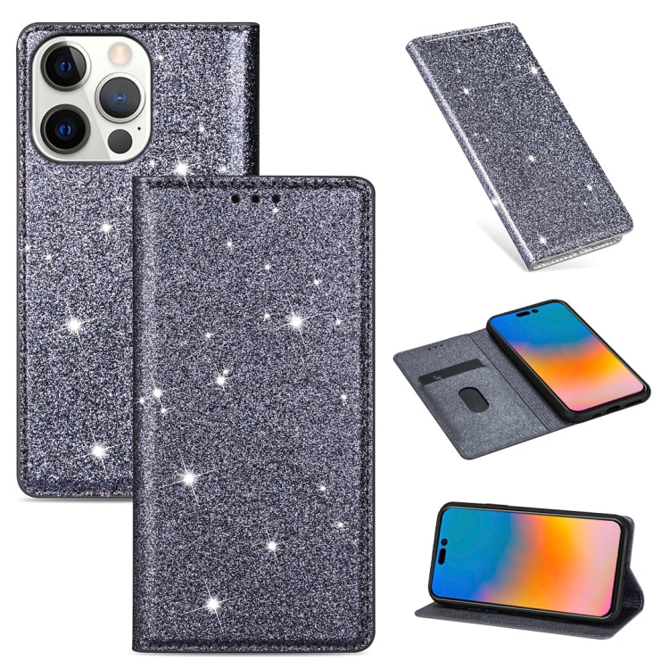 For iPhone 14 Pro Ultrathin Glitter Magnetic Leather Case