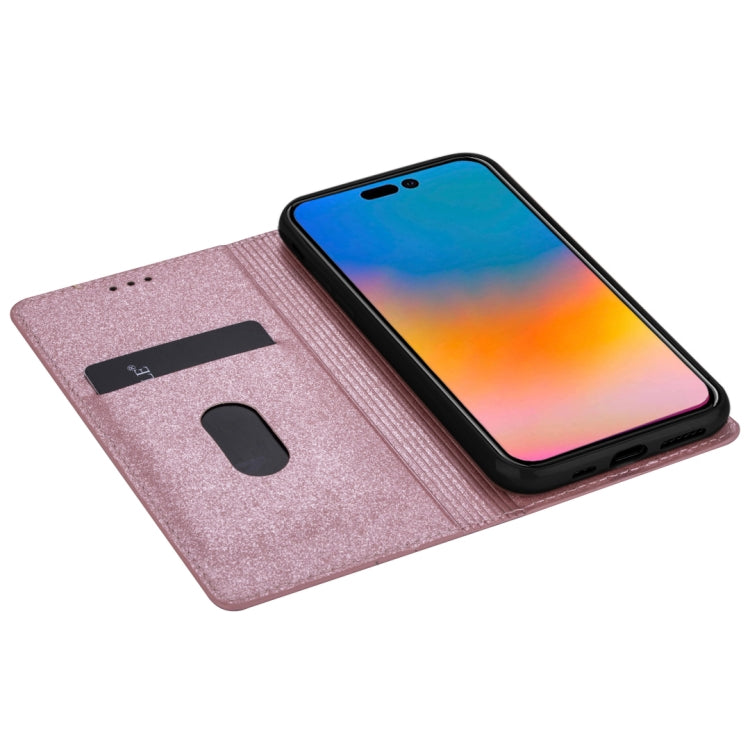 For iPhone 14 Pro Ultrathin Glitter Magnetic Leather Case