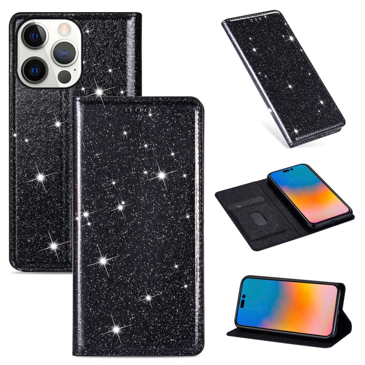 For iPhone 14 Pro Ultrathin Glitter Magnetic Leather Case