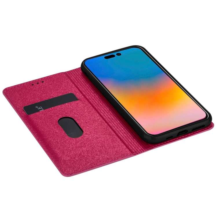 For iPhone 14 Pro Max Ultrathin Glitter Magnetic Leather Case