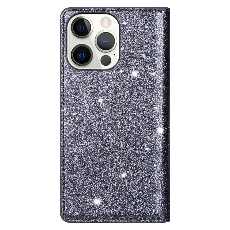 For iPhone 14 Pro Max Ultrathin Glitter Magnetic Leather Case