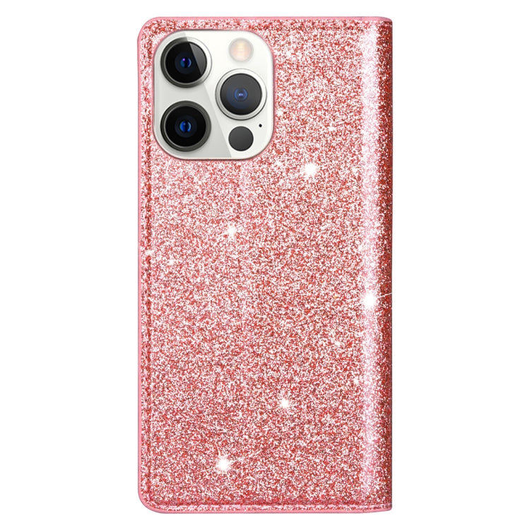 For iPhone 14 Pro Max Ultrathin Glitter Magnetic Leather Case