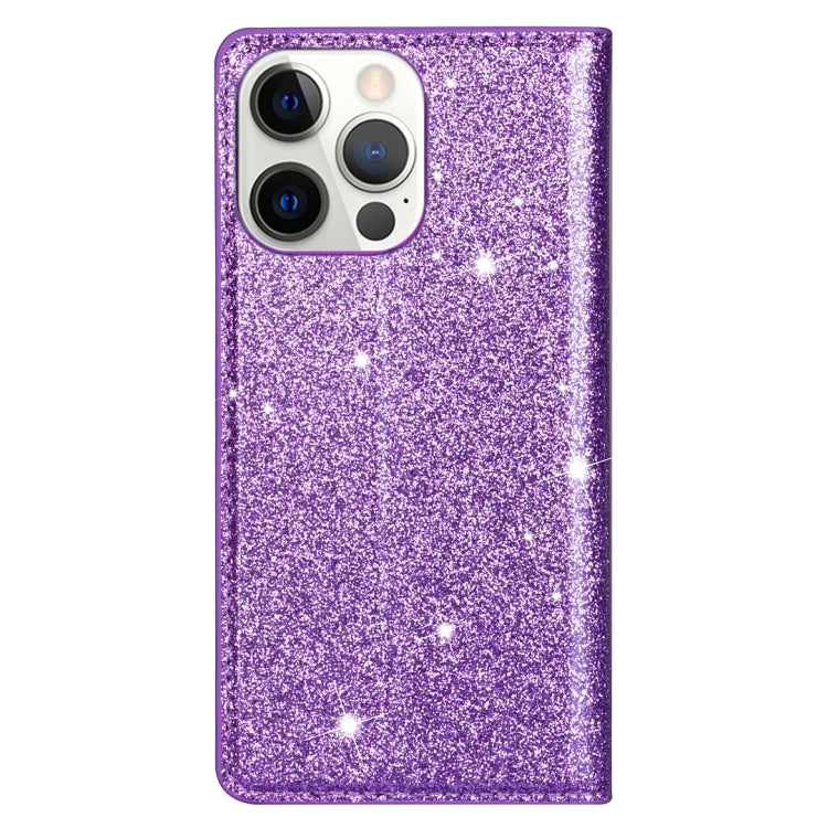 For iPhone 14 Pro Max Ultrathin Glitter Magnetic Leather Case