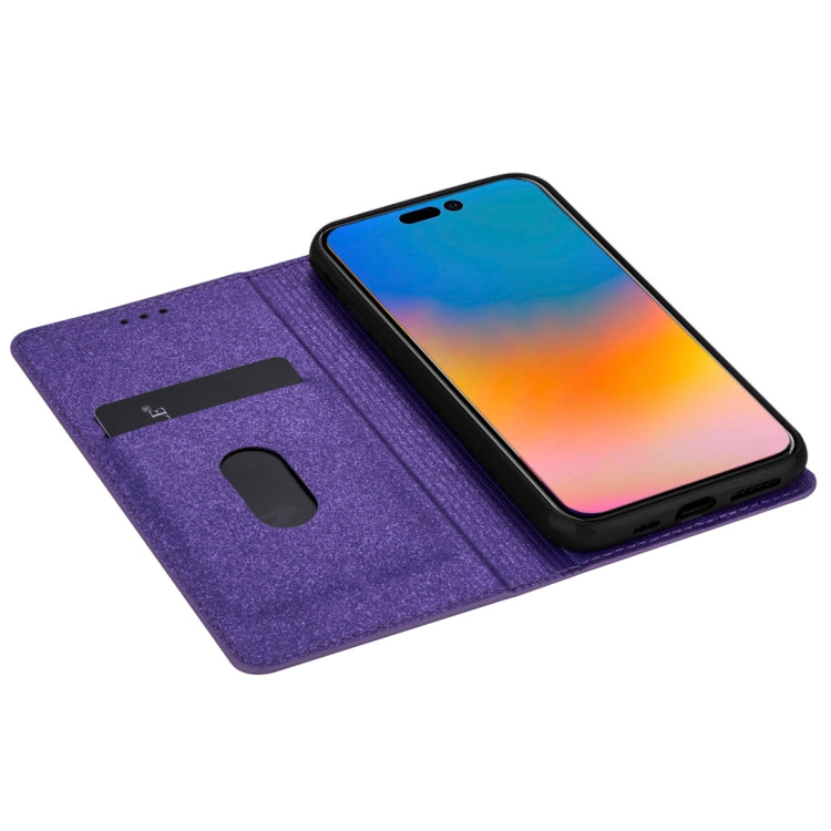 For iPhone 14 Pro Max Ultrathin Glitter Magnetic Leather Case
