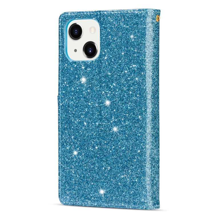 For iPhone 14 Multi-card Slots Laser Carving Glitter Zipper Leather Case
