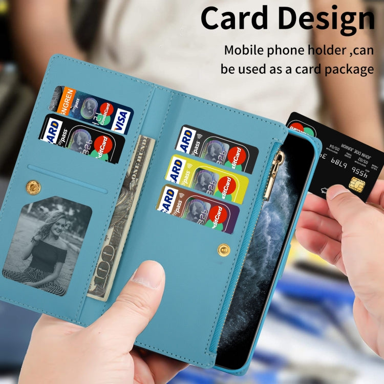 For iPhone 14 Multi-card Slots Laser Carving Glitter Zipper Leather Case
