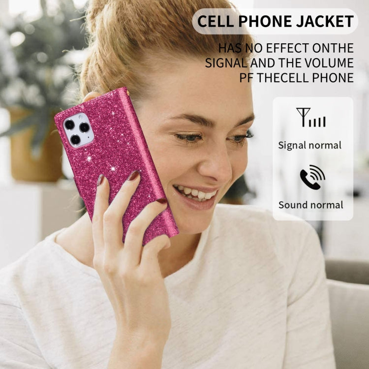 For iPhone 14 Pro Multi-card Slots Laser Carving Glitter Zipper Leather Case