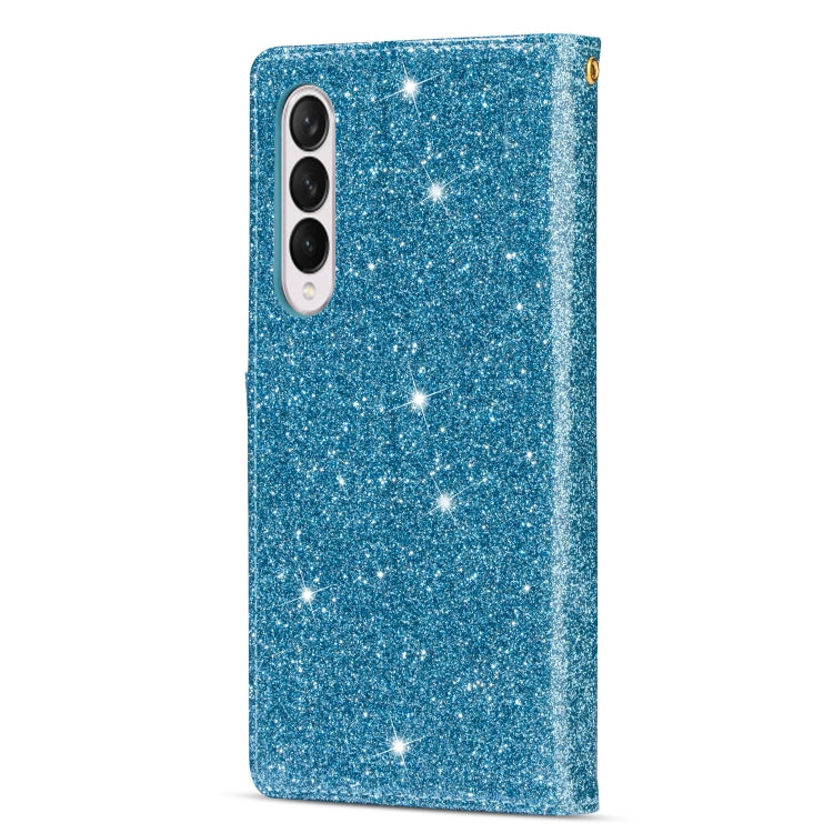 For Samsung Galaxy Z Fold 4 Multi-card Slots Laser Carving Glitter Zipper Leather Case