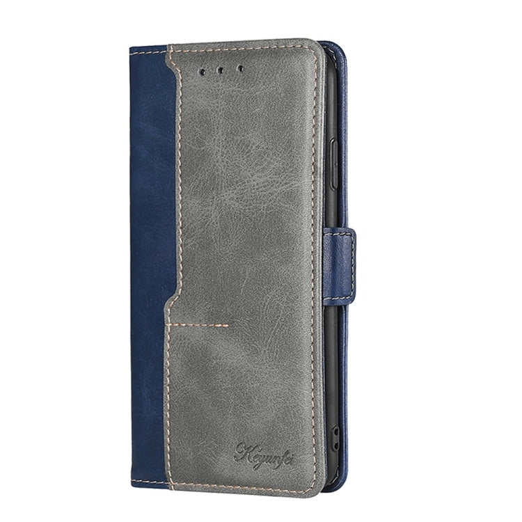 For iPhone 14 Contrast Color Side Buckle Leather Phone Case