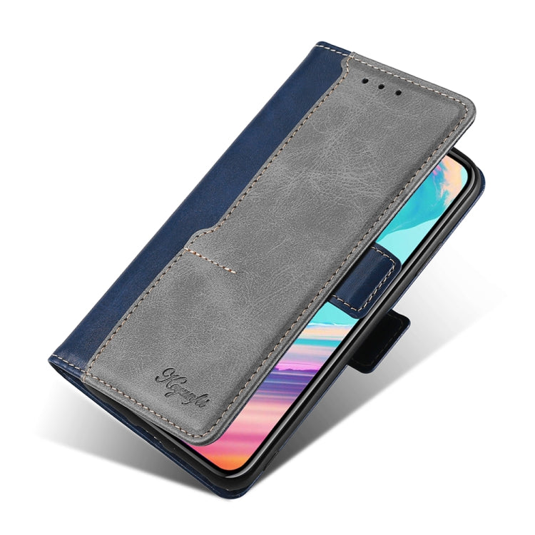 For iPhone 14 Contrast Color Side Buckle Leather Phone Case