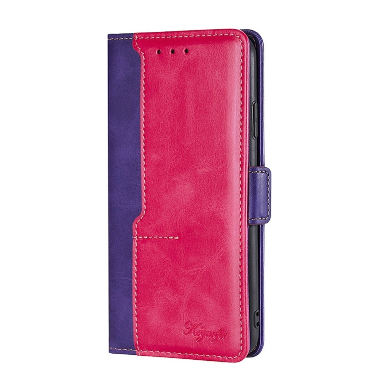 For iPhone 14 Contrast Color Side Buckle Leather Phone Case