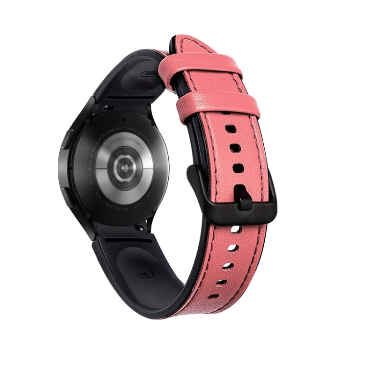 For Samsung Galaxy Watch5 Pro 45mm/5 44mm/5 40mm Silicone + Leather Black Buckle Watch Band