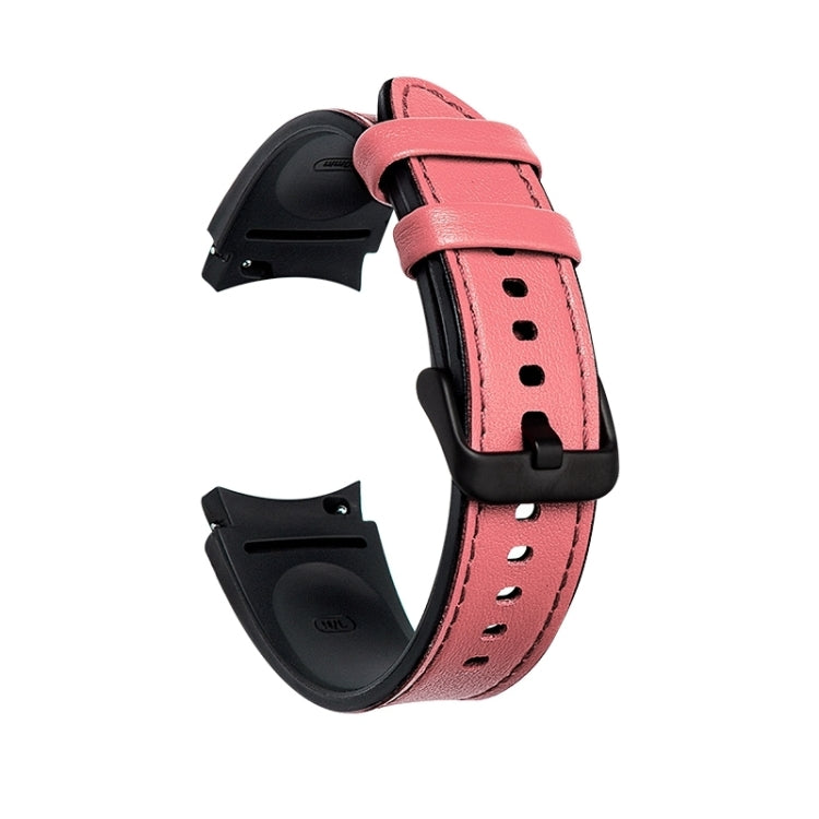 For Samsung Galaxy Watch5 Pro 45mm/5 44mm/5 40mm Silicone + Leather Black Buckle Watch Band