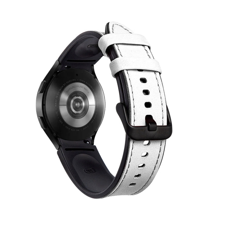 For Samsung Galaxy Watch5 Pro 45mm/5 44mm/5 40mm Silicone + Leather Black Buckle Watch Band