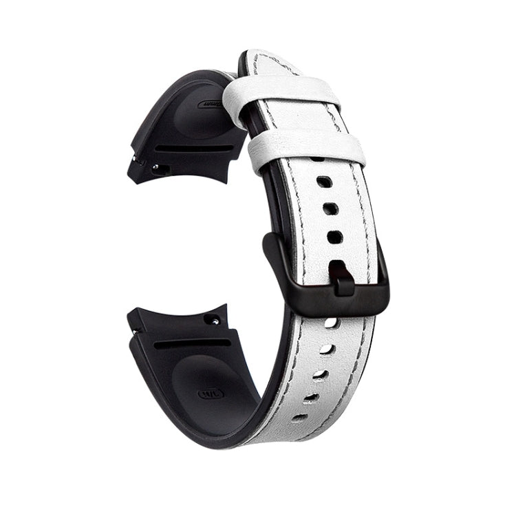 For Samsung Galaxy Watch5 Pro 45mm/5 44mm/5 40mm Silicone + Leather Black Buckle Watch Band