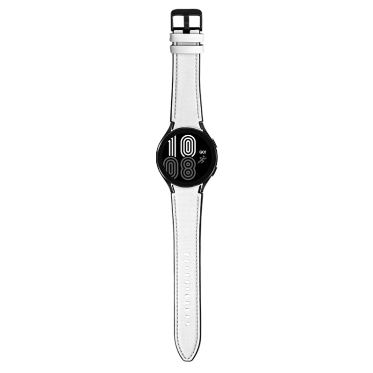For Samsung Galaxy Watch5 Pro 45mm/5 44mm/5 40mm Silicone + Leather Black Buckle Watch Band