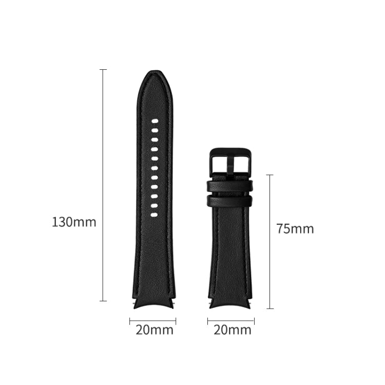 For Samsung Galaxy Watch5 Pro 45mm/5 44mm/5 40mm Silicone + Leather Black Buckle Watch Band