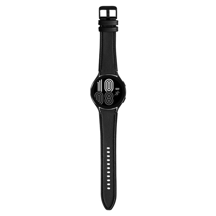 For Samsung Galaxy Watch5 Pro 45mm/5 44mm/5 40mm Silicone + Leather Black Buckle Watch Band