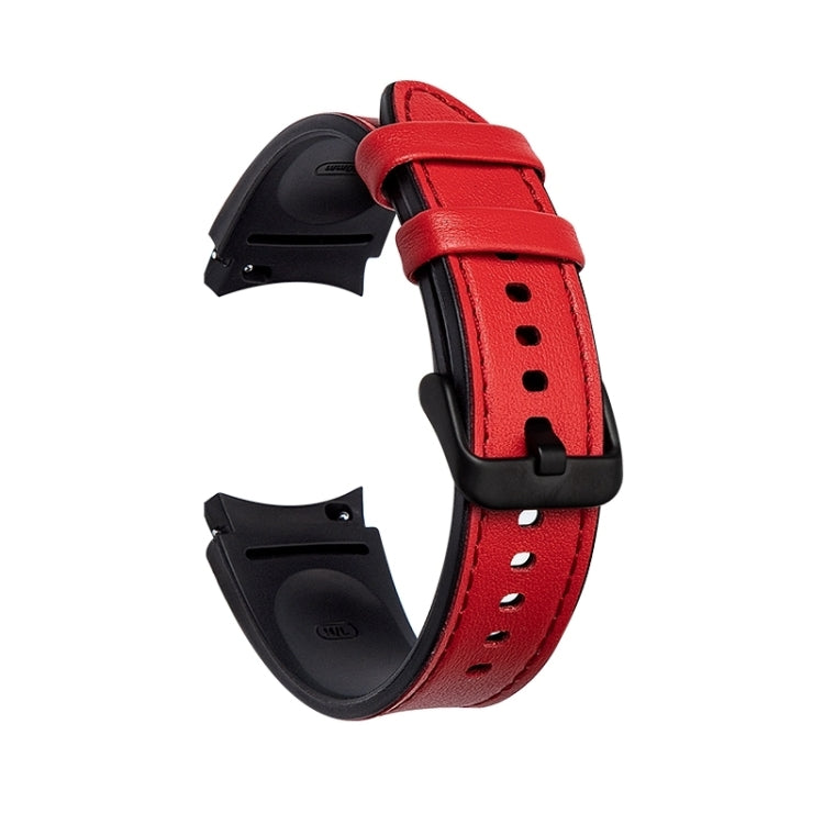 For Samsung Galaxy Watch5 Pro 45mm/5 44mm/5 40mm Silicone + Leather Black Buckle Watch Band