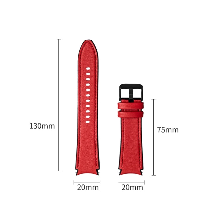For Samsung Galaxy Watch5 Pro 45mm/5 44mm/5 40mm Silicone + Leather Black Buckle Watch Band