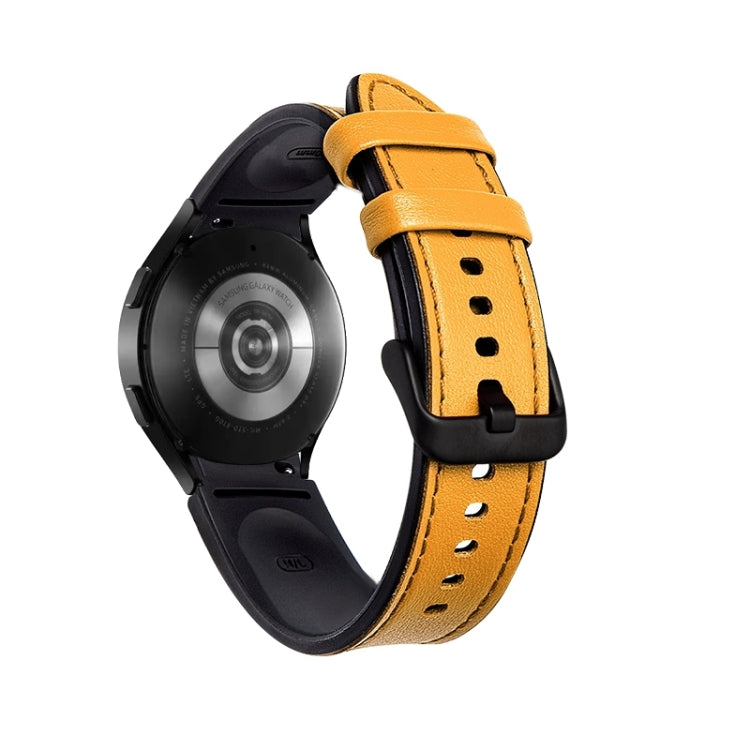 For Samsung Galaxy Watch5 Pro 45mm/5 44mm/5 40mm Silicone + Leather Black Buckle Watch Band