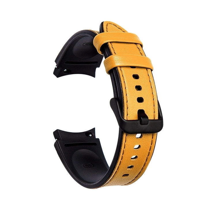 For Samsung Galaxy Watch5 Pro 45mm/5 44mm/5 40mm Silicone + Leather Black Buckle Watch Band