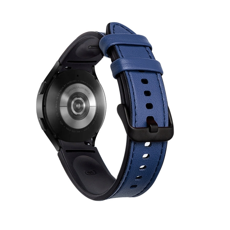 For Samsung Galaxy Watch5 Pro 45mm/5 44mm/5 40mm Silicone + Leather Black Buckle Watch Band