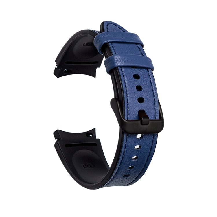 For Samsung Galaxy Watch5 Pro 45mm/5 44mm/5 40mm Silicone + Leather Black Buckle Watch Band