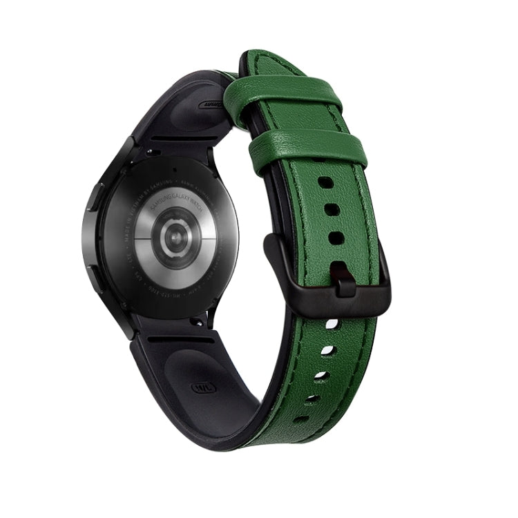For Samsung Galaxy Watch5 Pro 45mm/5 44mm/5 40mm Silicone + Leather Black Buckle Watch Band