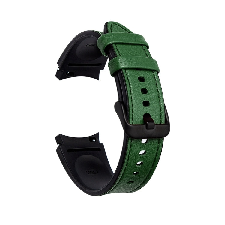 For Samsung Galaxy Watch5 Pro 45mm/5 44mm/5 40mm Silicone + Leather Black Buckle Watch Band