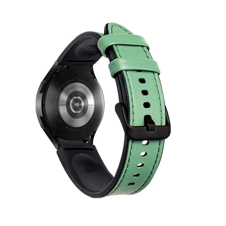 For Samsung Galaxy Watch5 Pro 45mm/5 44mm/5 40mm Silicone + Leather Black Buckle Watch Band